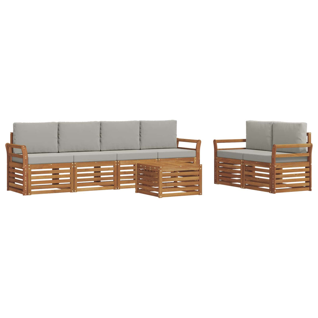 Outdoor-Sofagarnitur 7 pcs Natürlich und Hellgrau