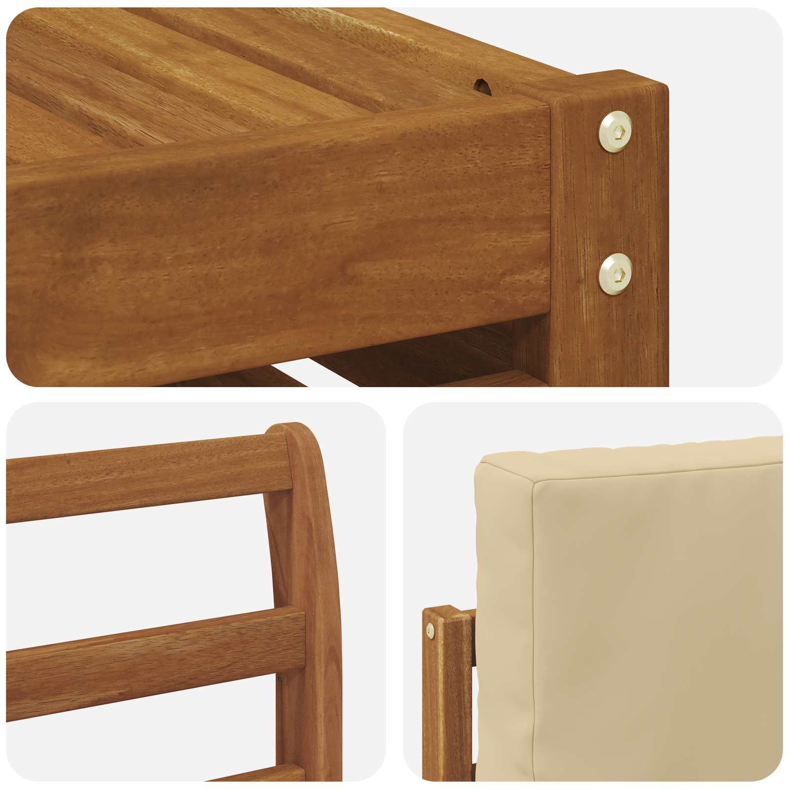 Outdoor-Sofagarnitur 7 pcs Natur und Beige Massivholz Akazie