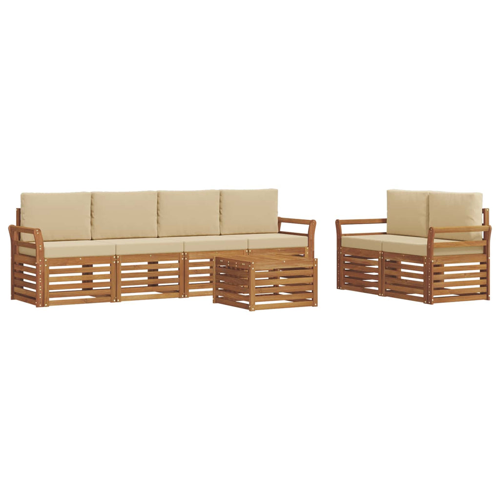 Outdoor-Sofagarnitur 7 pcs Natur und Beige Massivholz Akazie