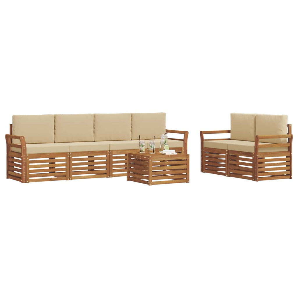 Outdoor-Sofagarnitur 7 pcs Natur und Beige Massivholz Akazie