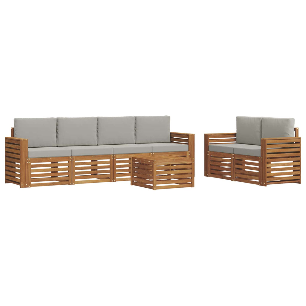 Outdoor-Sofagarnitur mit Kissen 7 pcs Natürlich und Hellgrau
