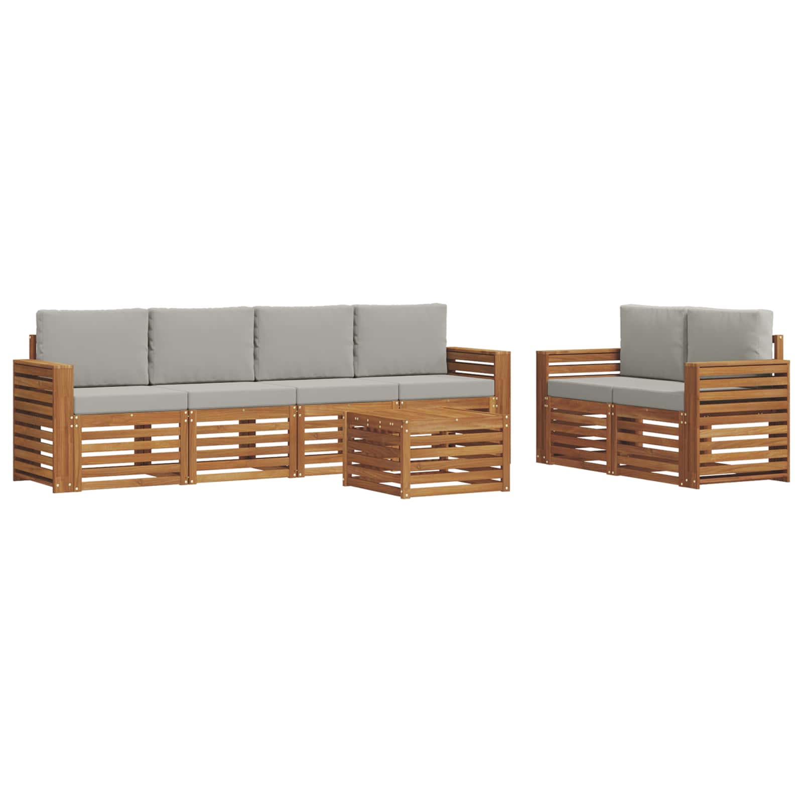 Outdoor-Sofagarnitur mit Kissen 7 pcs Natürlich und Hellgrau