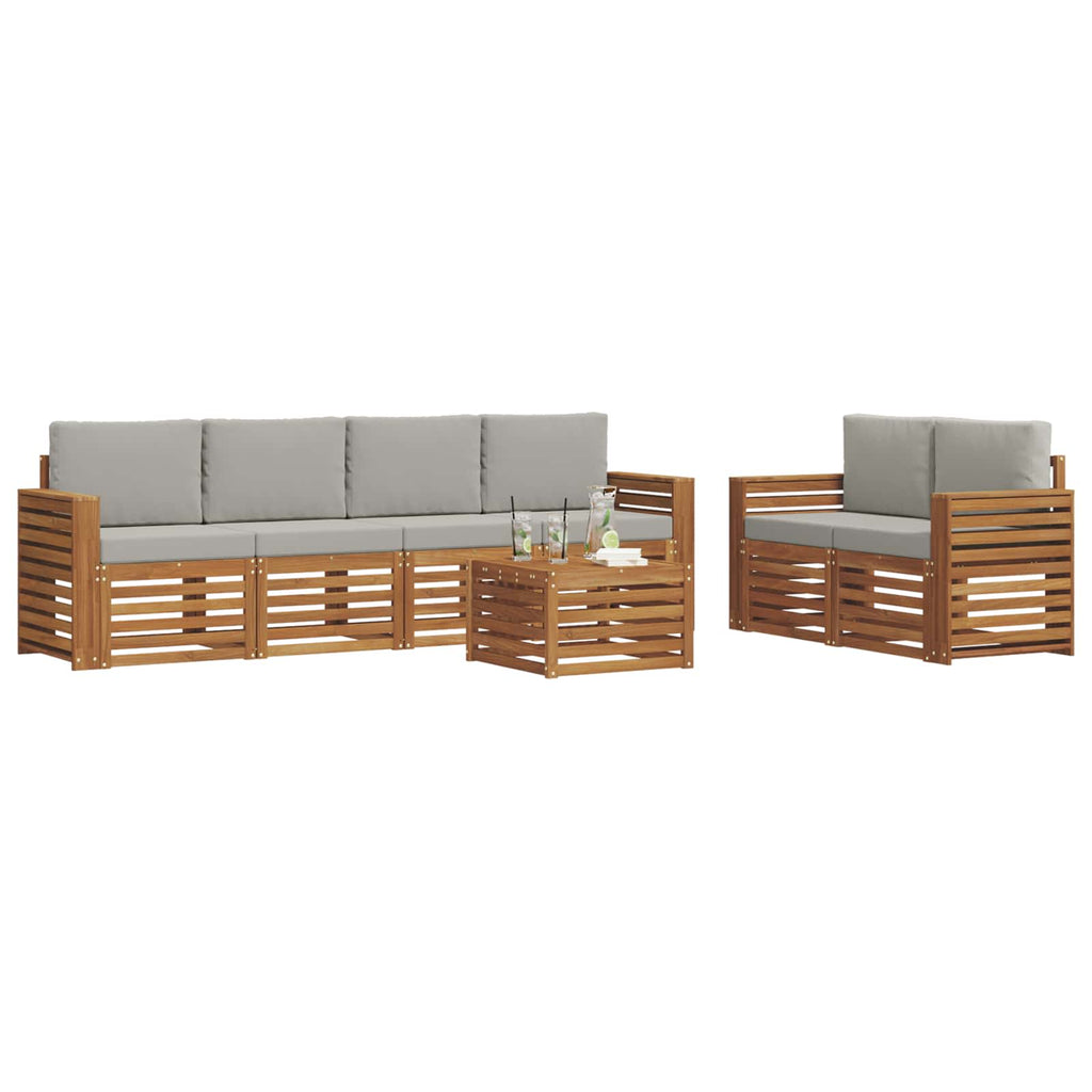 Outdoor-Sofagarnitur mit Kissen 7 pcs Natürlich und Hellgrau