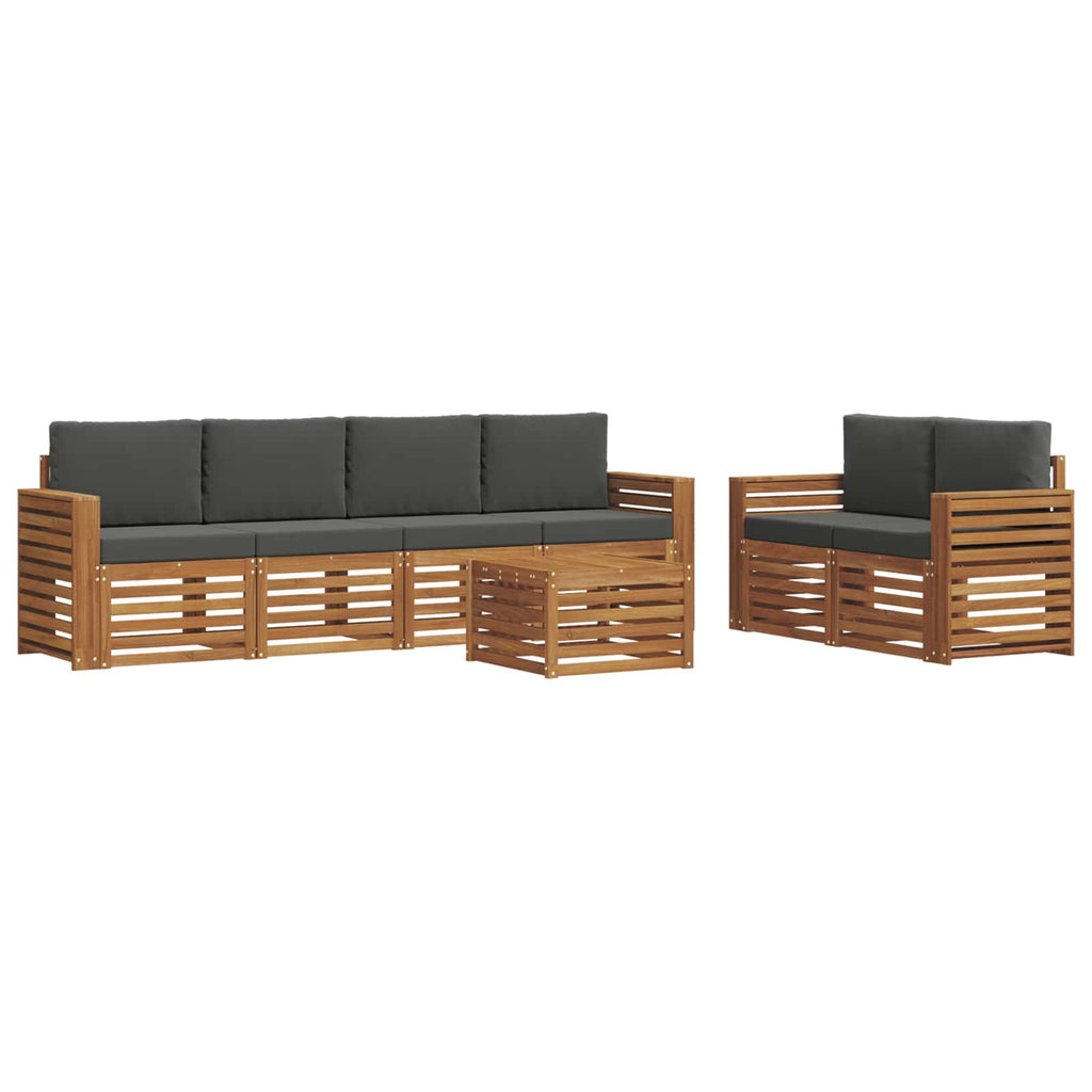 Outdoor-Sofagarnitur mit Kissen 7 pcs Natur und Anthrazit