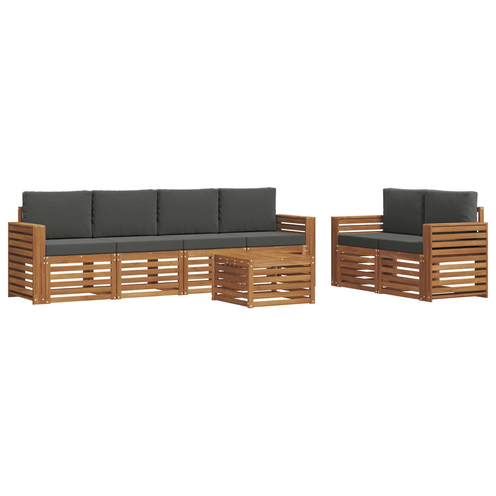 Outdoor-Sofagarnitur mit Kissen 7 pcs Natur und Anthrazit