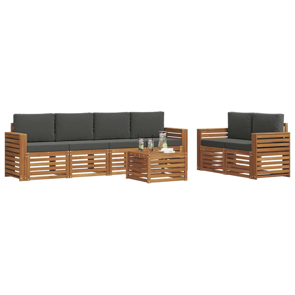 Outdoor-Sofagarnitur mit Kissen 7 pcs Natur und Anthrazit