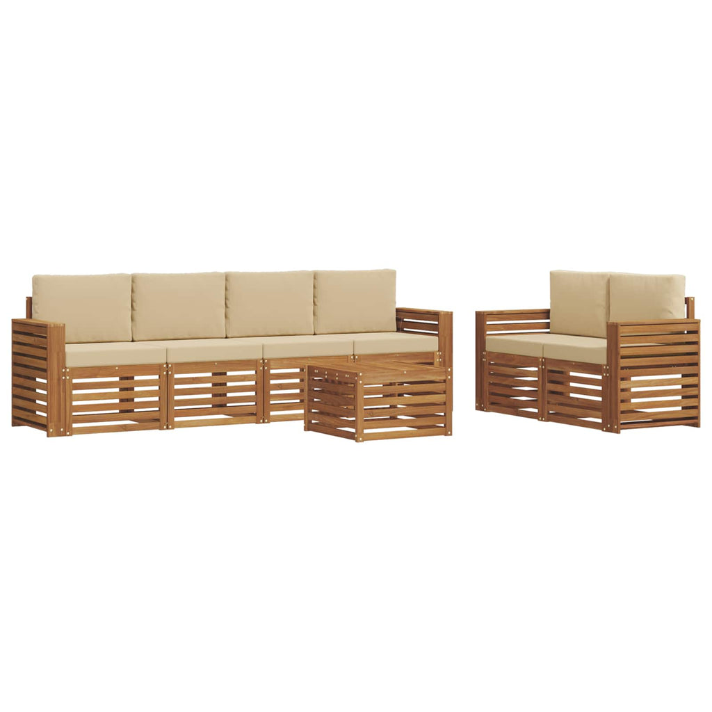 Outdoor-Sofagarnitur 7 pcs Natur und Beige Massivholz Akazie
