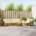 Outdoor-Sofagarnitur 7 pcs Natur und Creme Massivholz Akazie
