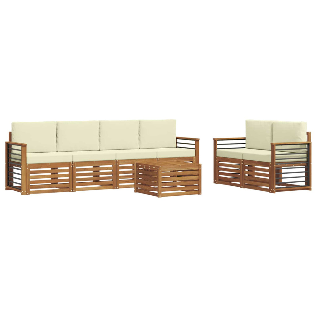 Outdoor-Sofagarnitur 7 pcs Natur und Creme Massivholz Akazie
