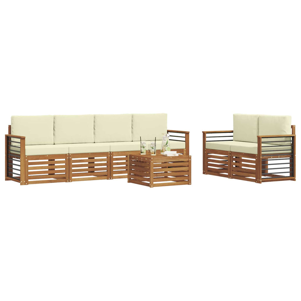 Outdoor-Sofagarnitur 7 pcs Natur und Creme Massivholz Akazie
