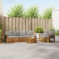 Outdoor-Sofagarnitur mit Kissen 7 pcs Natürlich und Hellgrau