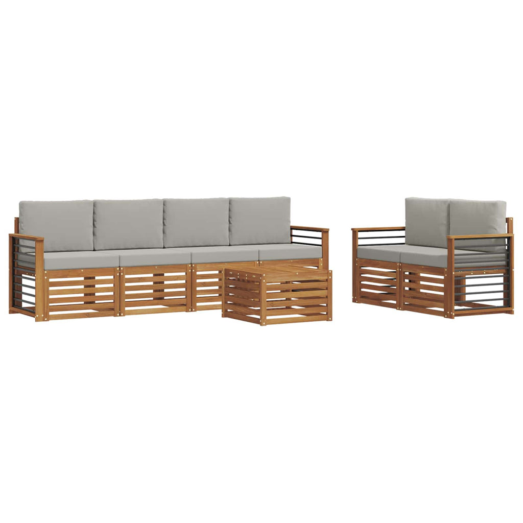 Outdoor-Sofagarnitur mit Kissen 7 pcs Natürlich und Hellgrau