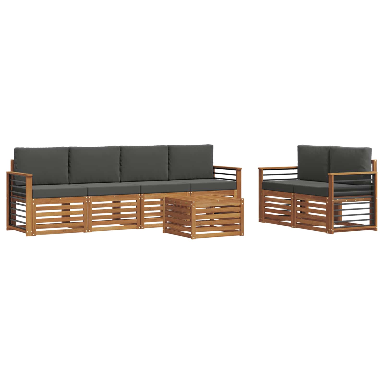 Outdoor-Sofagarnitur mit Kissen 7 pcs Natur und Anthrazit