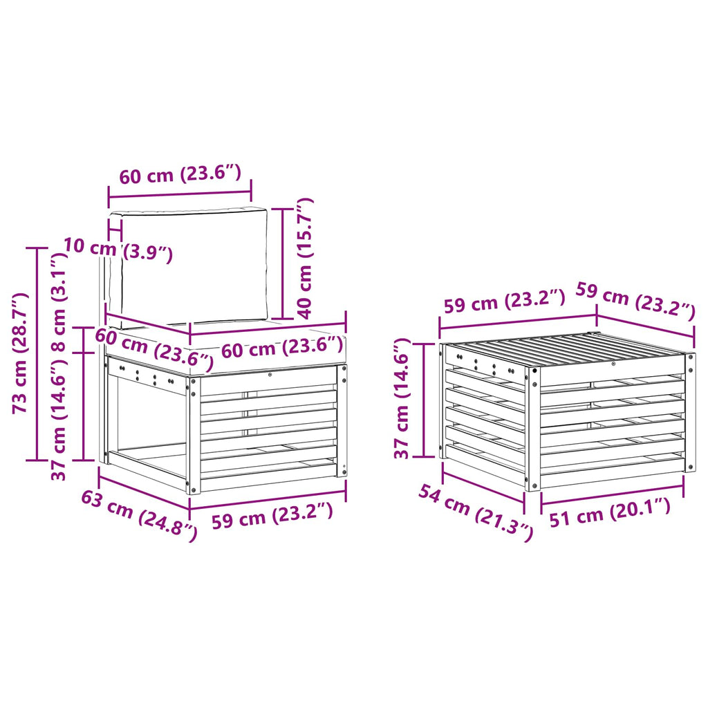 Outdoor-Sofagarnitur mit Kissen 7 pcs Natur und Anthrazit