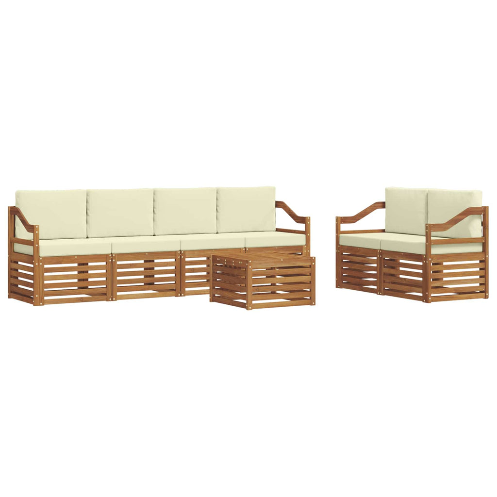 Outdoor-Sofagarnitur 7 pcs Natur und Creme Massivholz Akazie