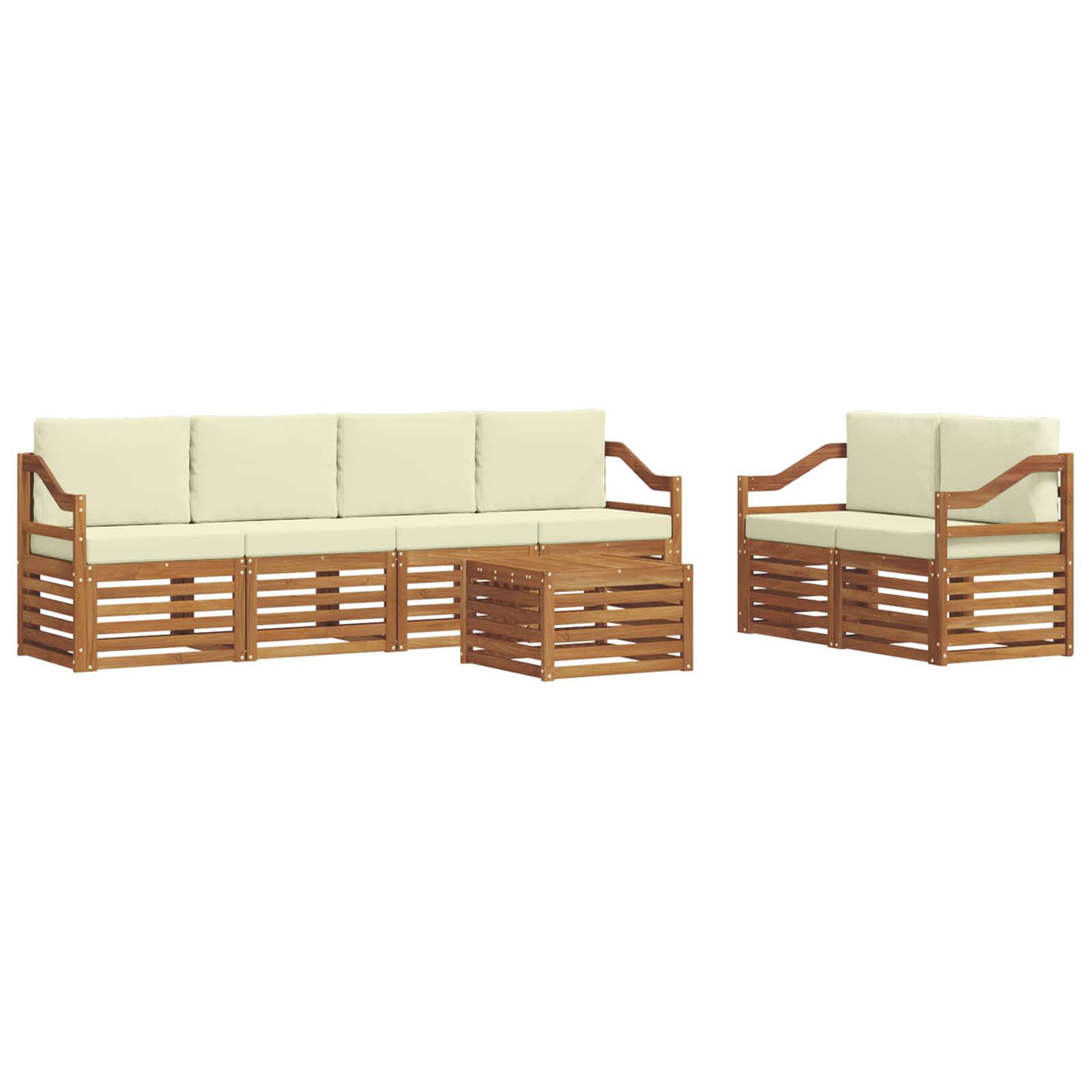 Outdoor-Sofagarnitur 7 pcs Natur und Creme Massivholz Akazie
