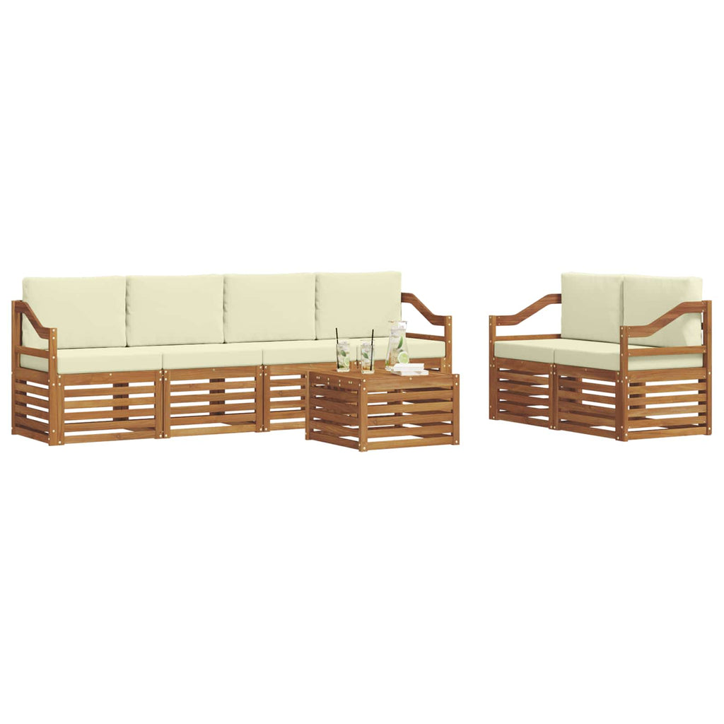 Outdoor-Sofagarnitur 7 pcs Natur und Creme Massivholz Akazie