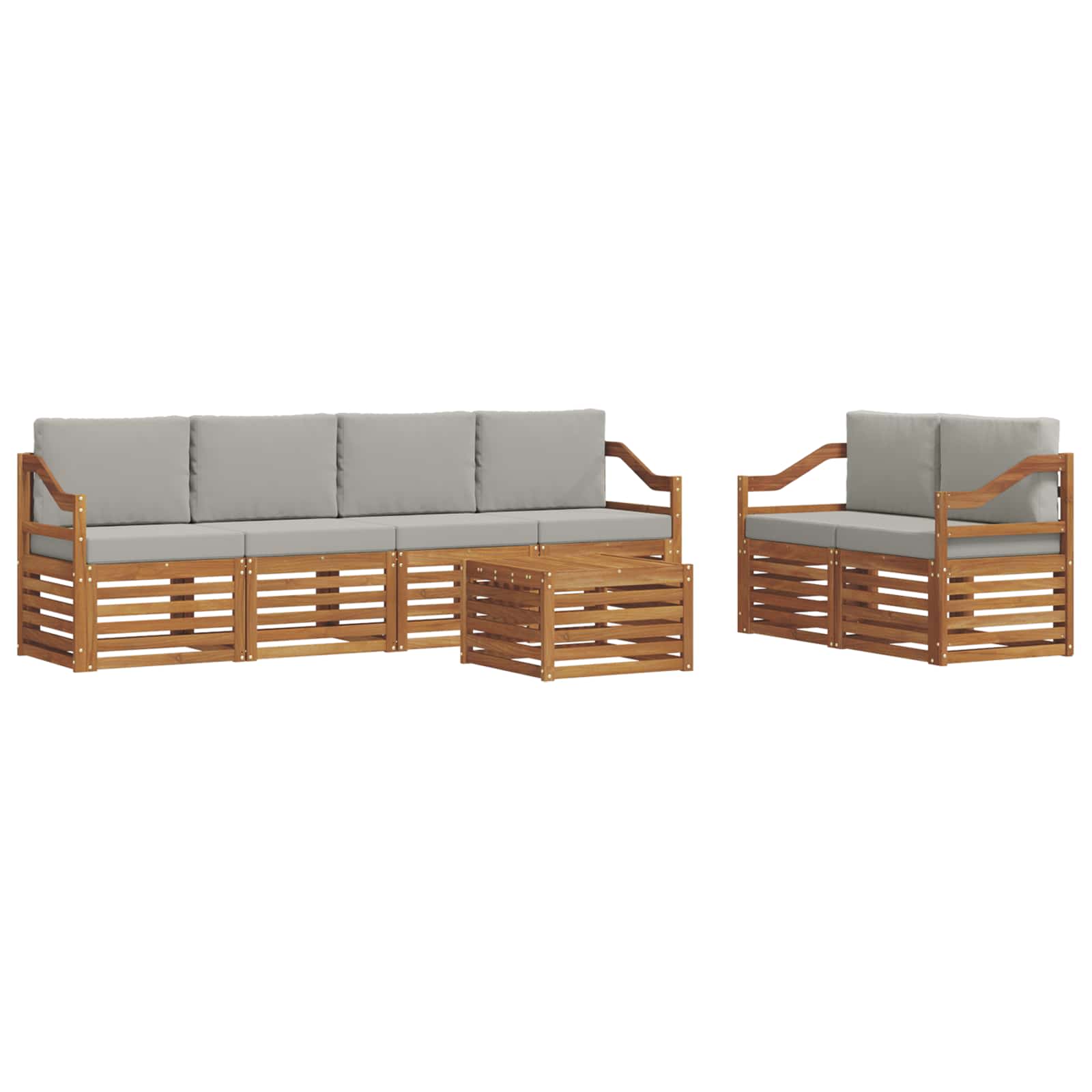 Outdoor-Sofagarnitur mit Kissen 7 pcs Natürlich und Hellgrau
