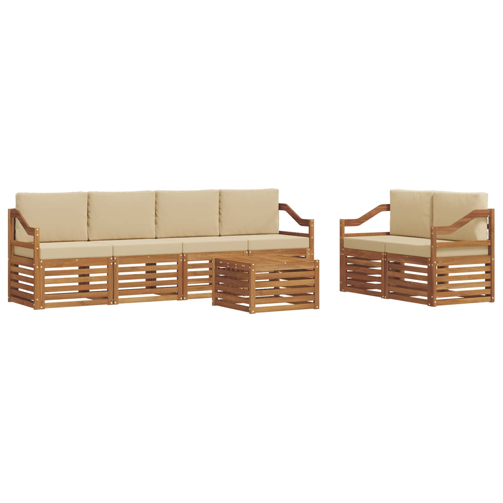 Outdoor-Sofagarnitur 7 pcs Natur und Beige Massivholz Akazie