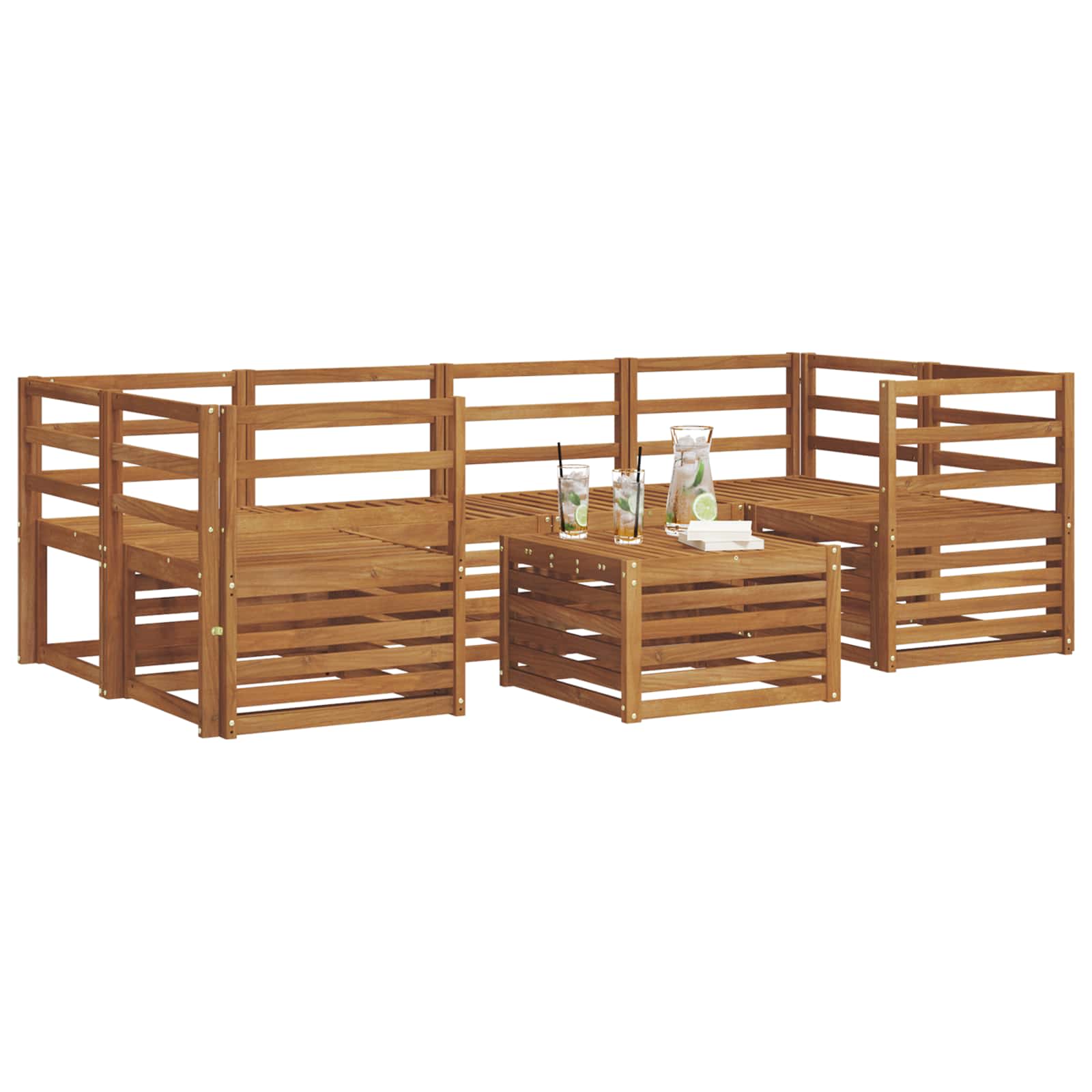 Outdoor-Sofagarnitur 7 pcs Natur Massivholz Akazie
