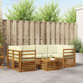 Outdoor-Sofagarnitur 7 pcs Natur und Creme Massivholz Akazie