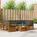 Outdoor-Sofagarnitur mit Kissen 7 pcs Natur und Anthrazit