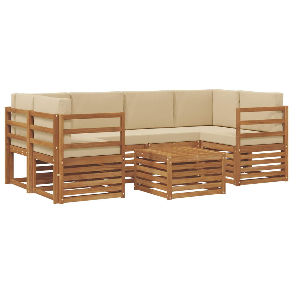 Outdoor-Sofagarnitur 7 pcs Natur und Beige Massivholz Akazie