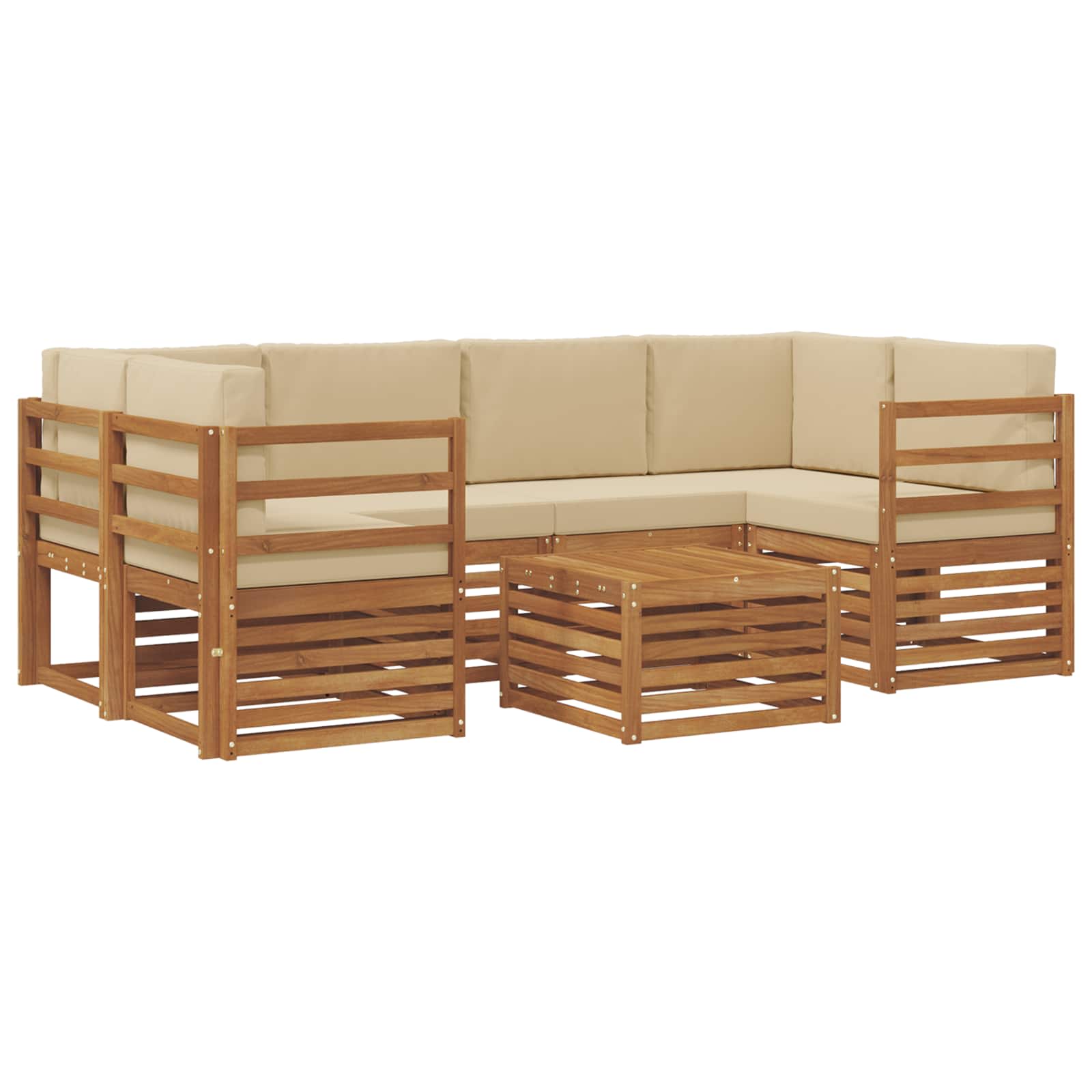 Outdoor-Sofagarnitur 7 pcs Natur und Beige Massivholz Akazie