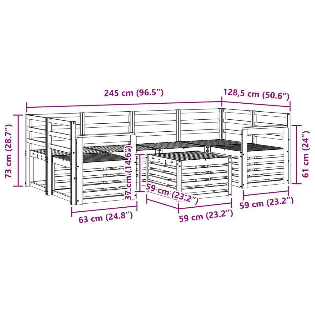 Outdoor-Sofagarnitur 7 pcs Natur Massivholz Akazie