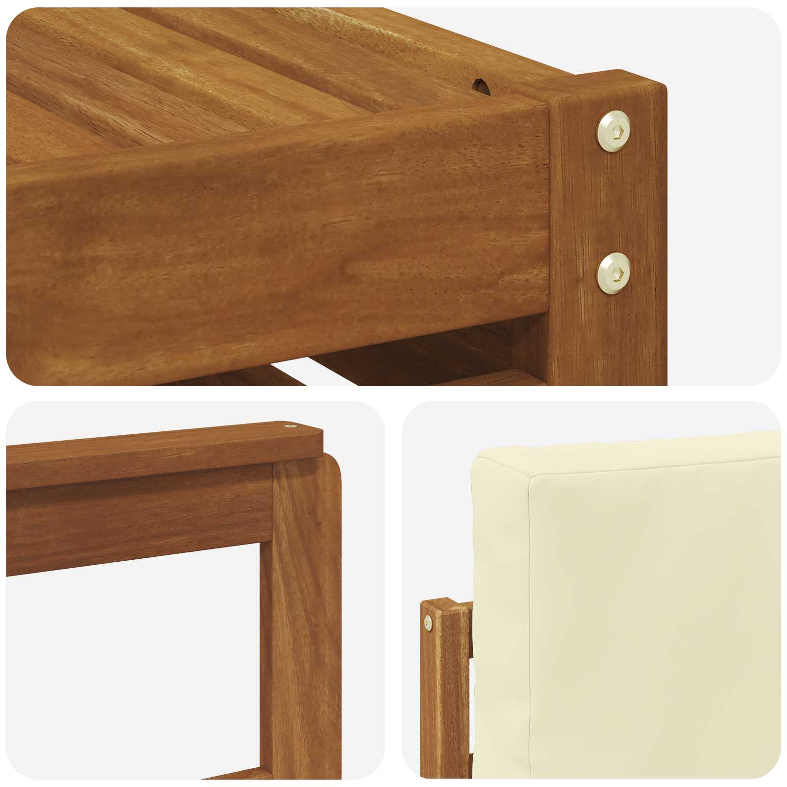 Outdoor-Sofagarnitur 7 pcs Natur und Creme Massivholz Akazie