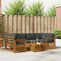 Outdoor-Sofagarnitur mit Kissen 7 pcs Natur und Anthrazit