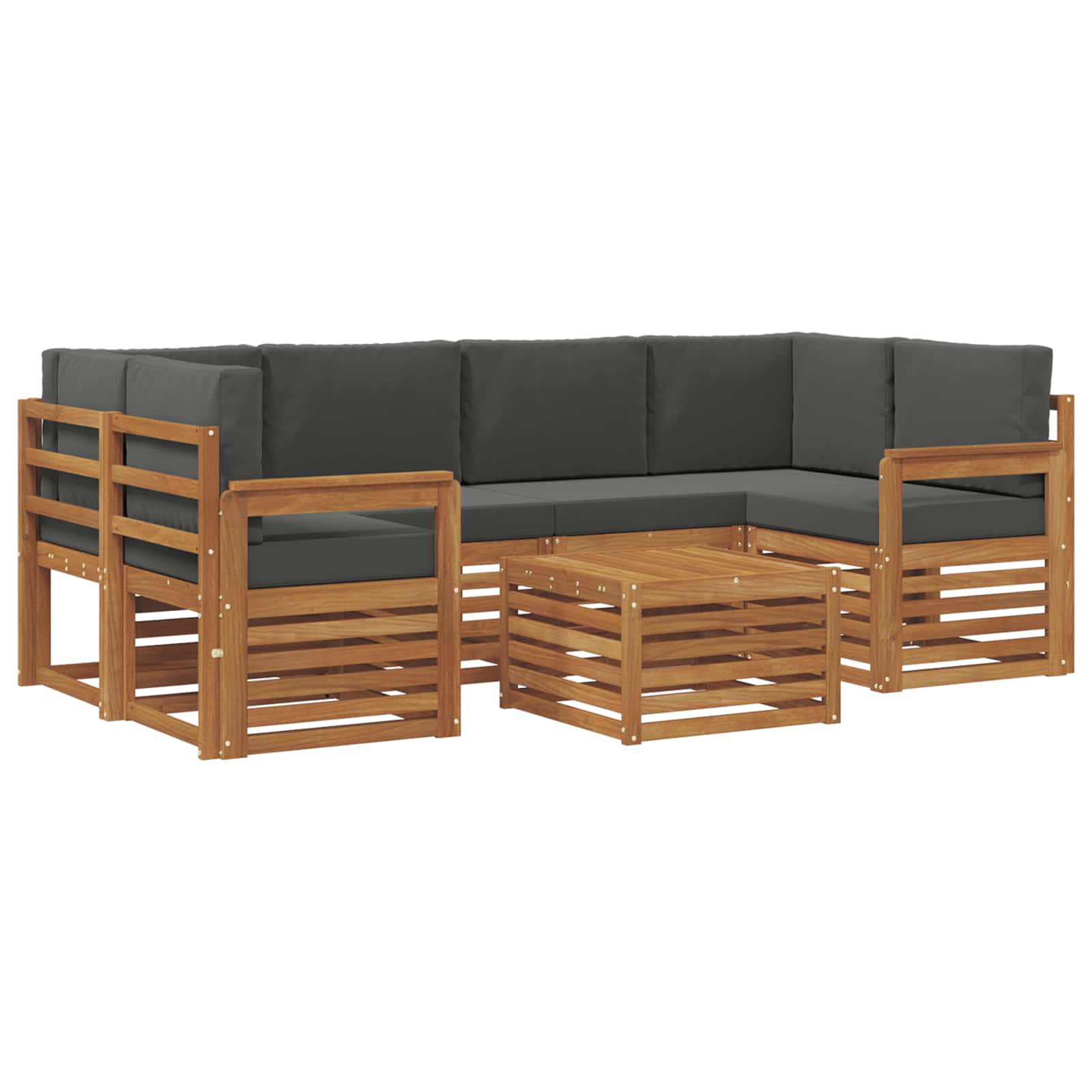 Outdoor-Sofagarnitur mit Kissen 7 pcs Natur und Anthrazit