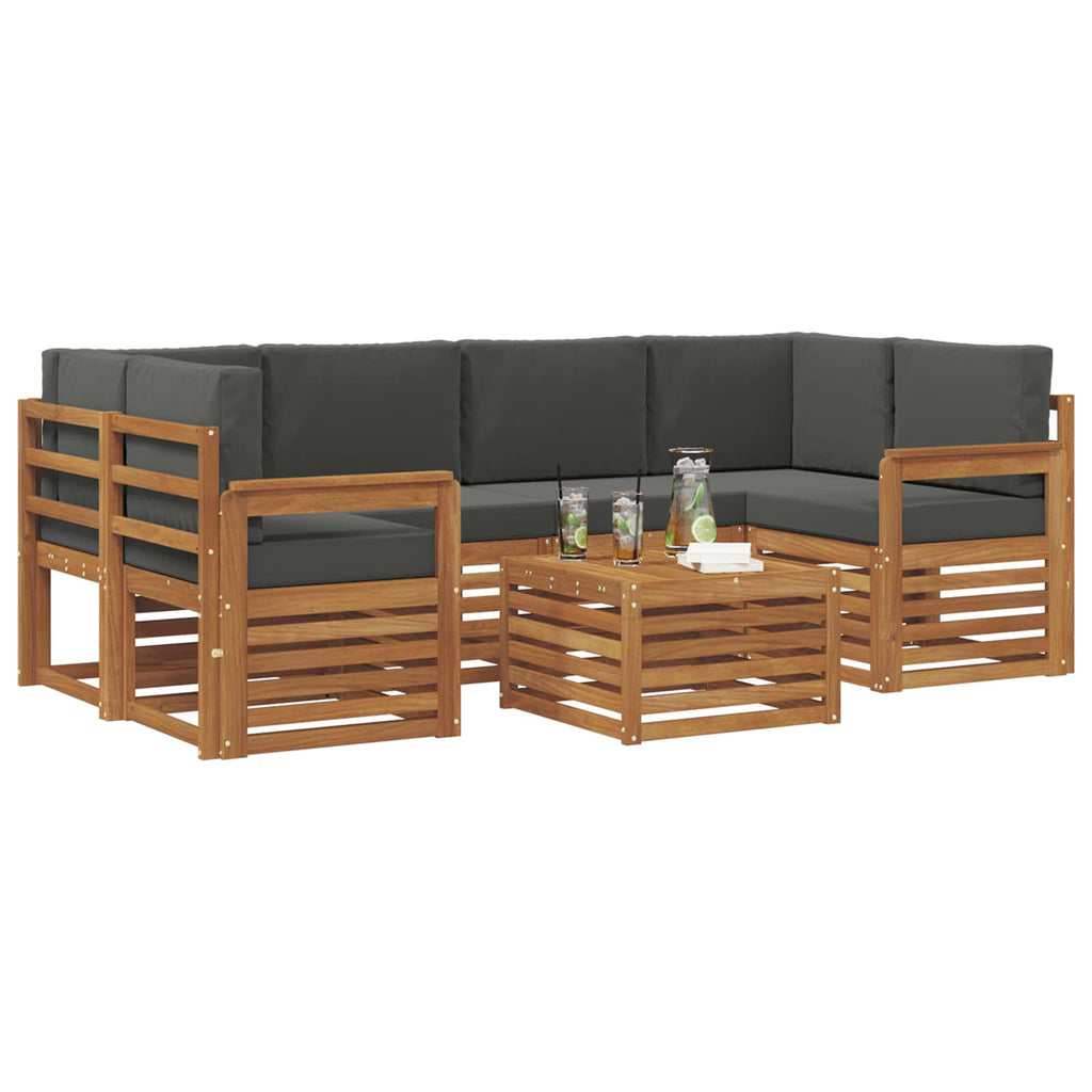 Outdoor-Sofagarnitur mit Kissen 7 pcs Natur und Anthrazit