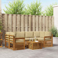 Outdoor-Sofagarnitur 7 pcs Natur und Beige Massivholz Akazie