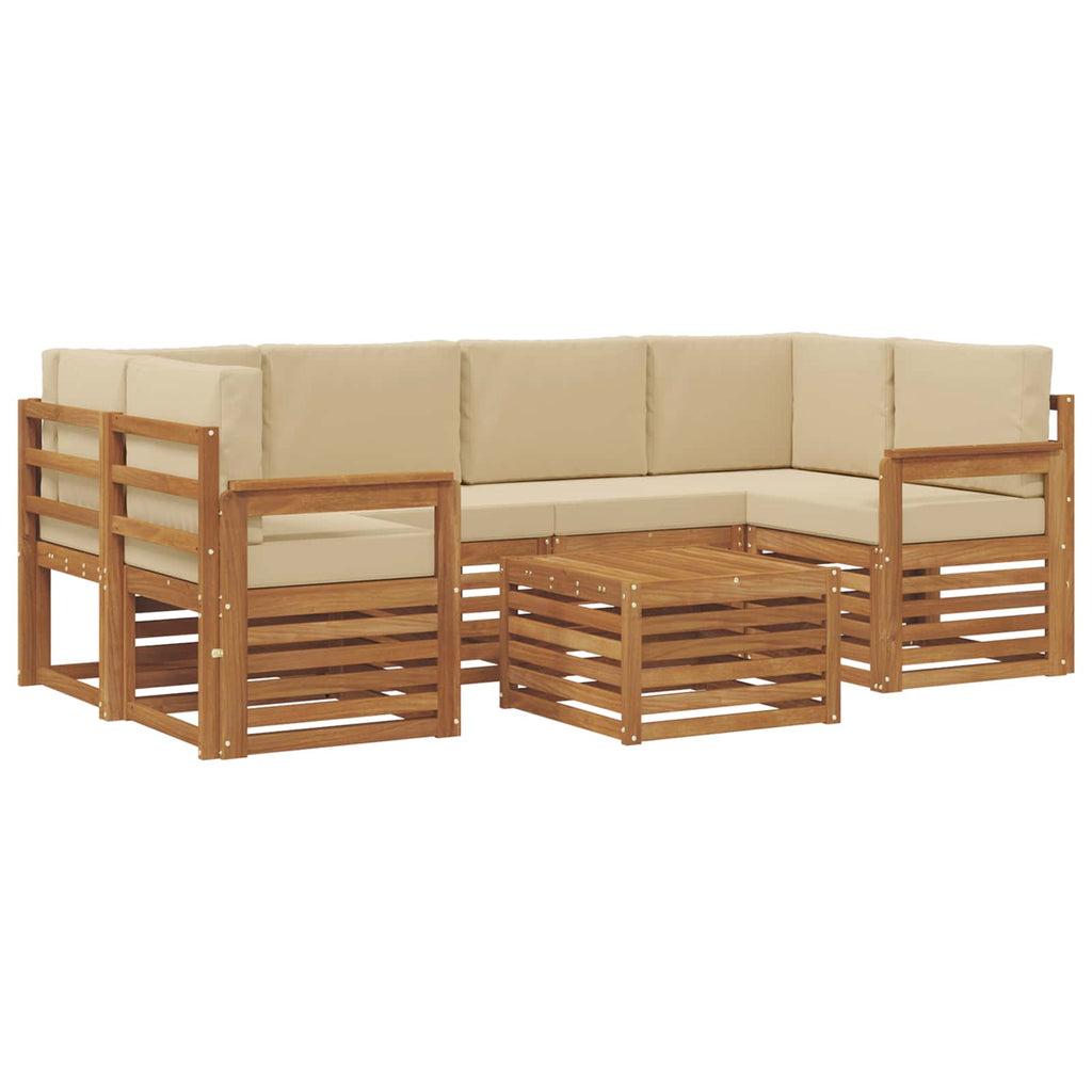 Outdoor-Sofagarnitur 7 pcs Natur und Beige Massivholz Akazie