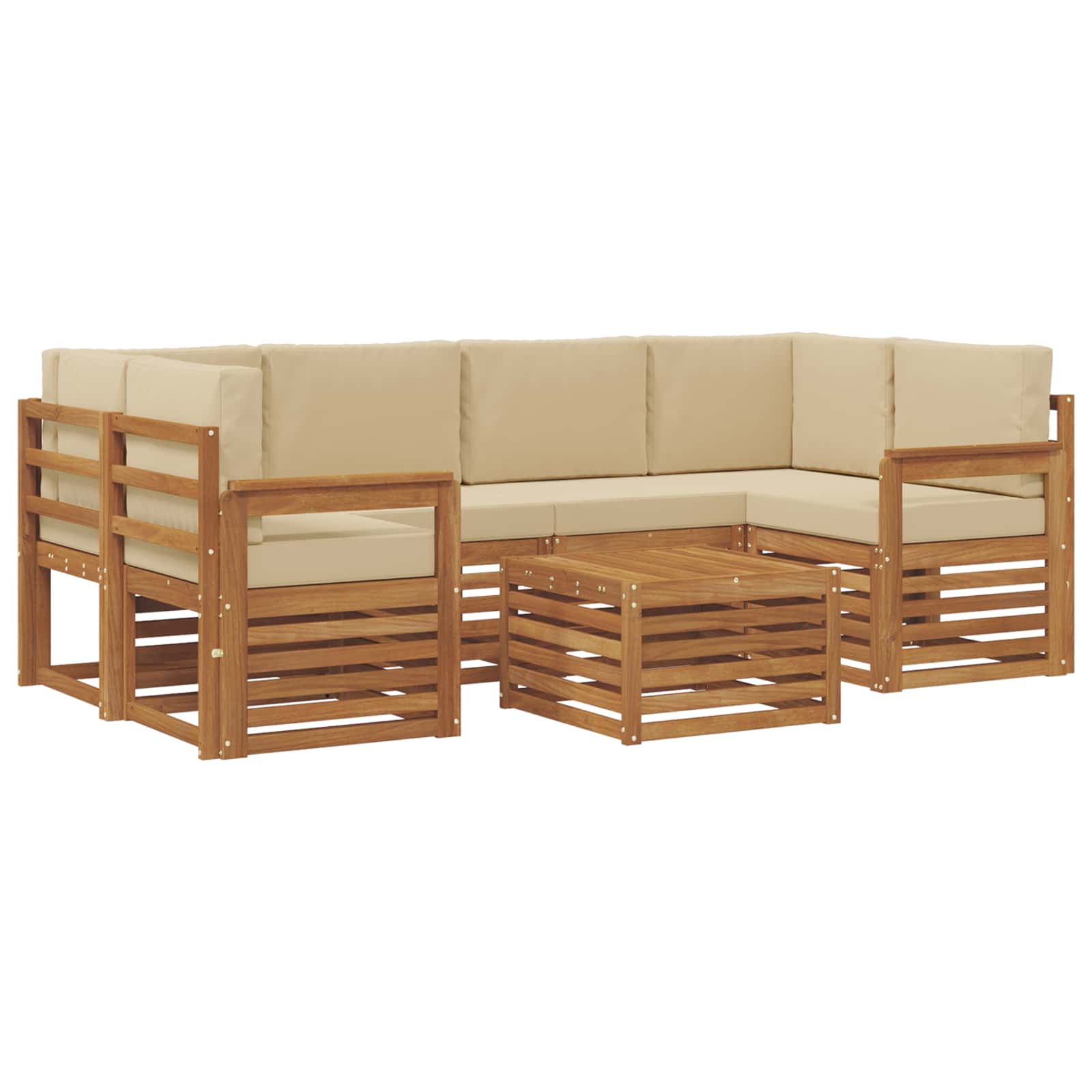 Outdoor-Sofagarnitur 7 pcs Natur und Beige Massivholz Akazie