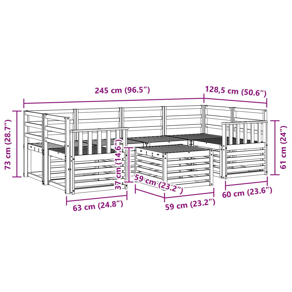 Outdoor-Sofagarnitur 7 pcs Natur Massivholz Akazie