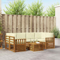 Outdoor-Sofagarnitur 7 pcs Natur und Creme Massivholz Akazie