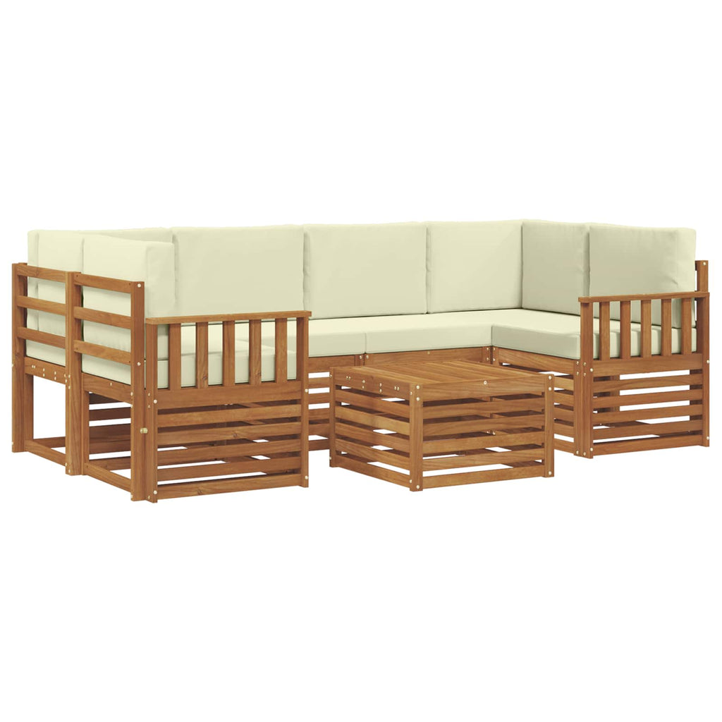 Outdoor-Sofagarnitur 7 pcs Natur und Creme Massivholz Akazie
