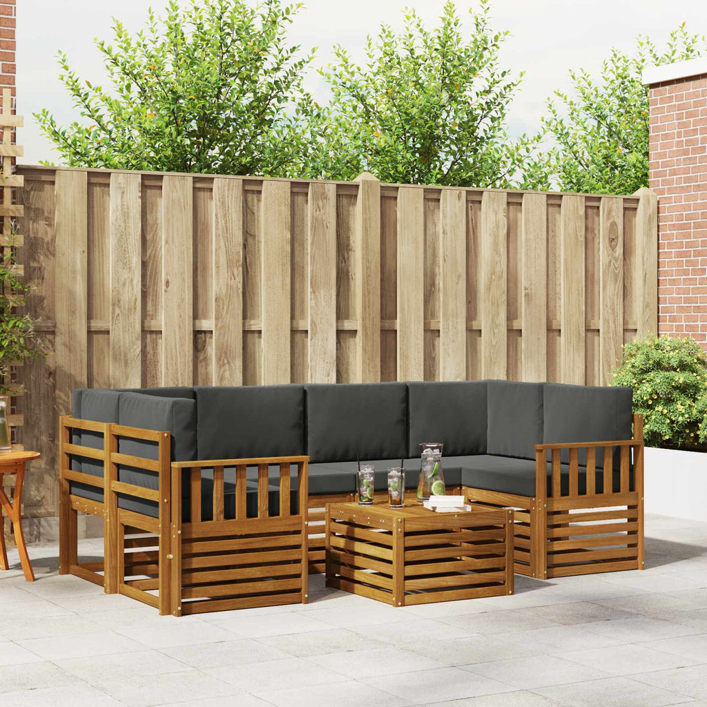 Outdoor-Sofagarnitur mit Kissen 7 pcs Natur und Anthrazit