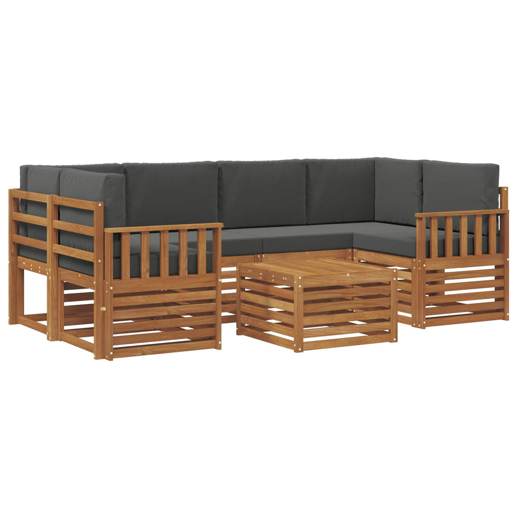 Outdoor-Sofagarnitur mit Kissen 7 pcs Natur und Anthrazit