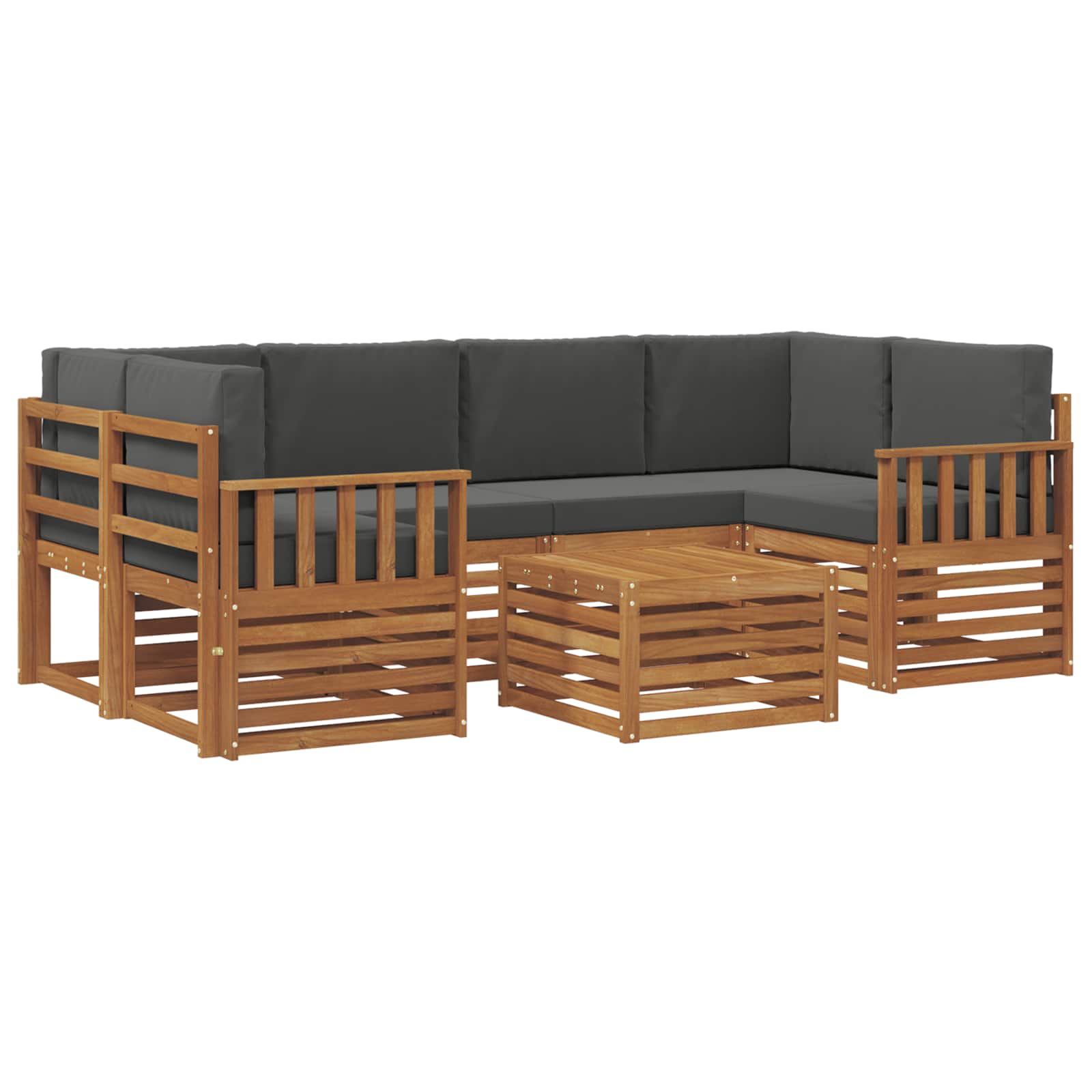 Outdoor-Sofagarnitur mit Kissen 7 pcs Natur und Anthrazit
