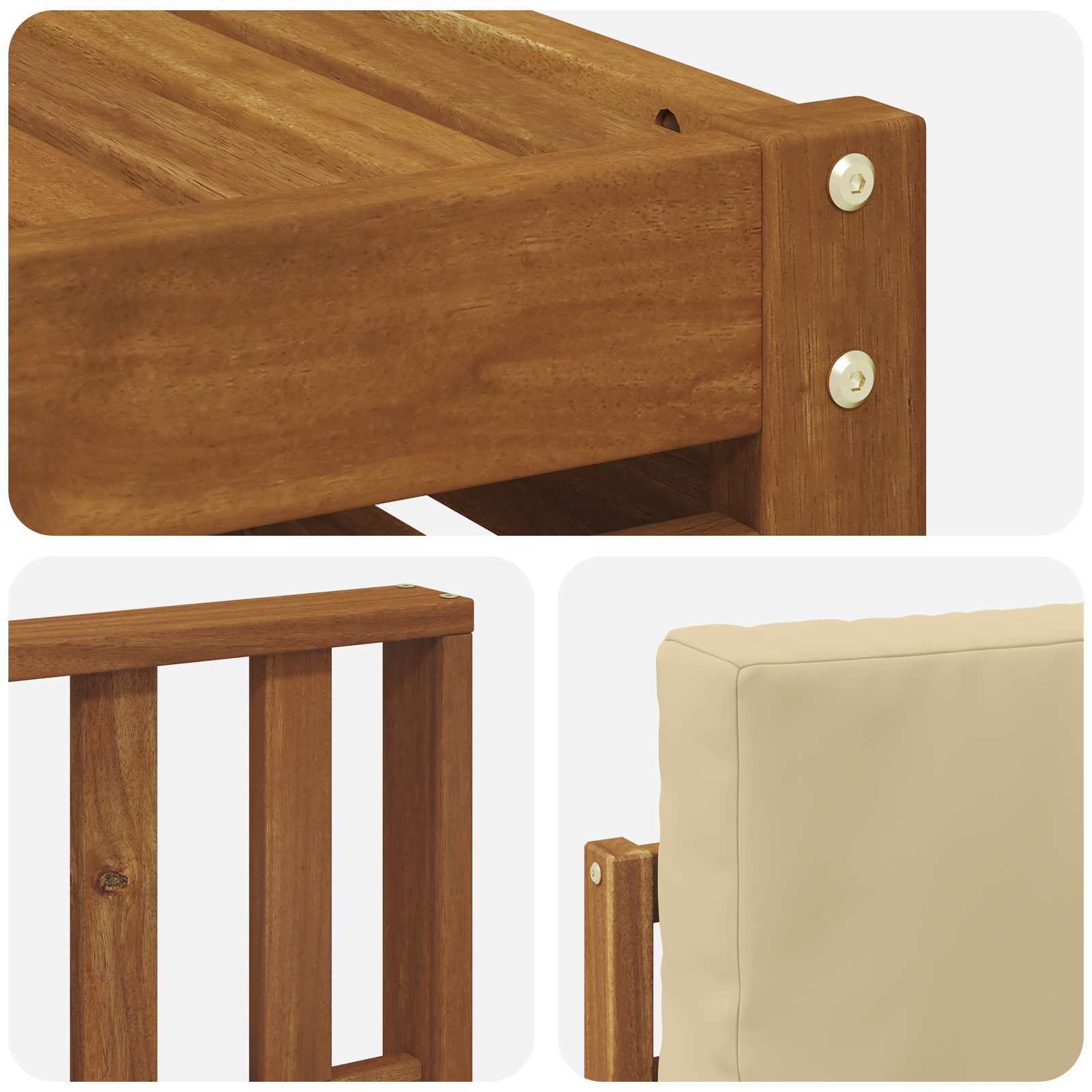 Outdoor-Sofagarnitur 7 pcs Natur und Beige Massivholz Akazie