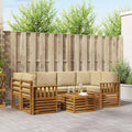 Outdoor-Sofagarnitur 7 pcs Natur und Beige Massivholz Akazie