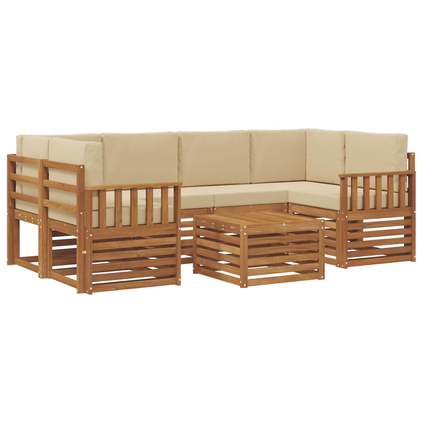 Outdoor-Sofagarnitur 7 pcs Natur und Beige Massivholz Akazie