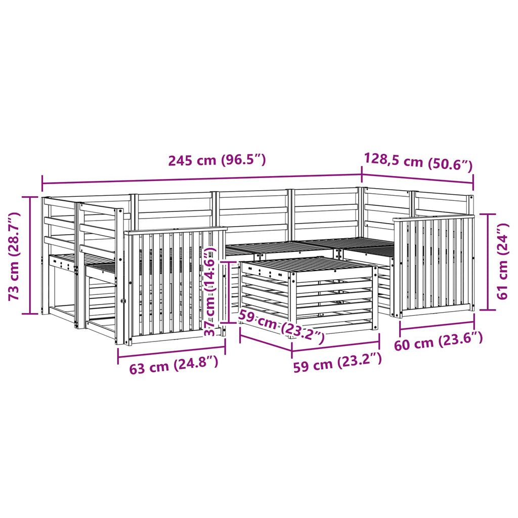 Outdoor-Sofagarnitur 7 pcs Natur Massivholz Akazie
