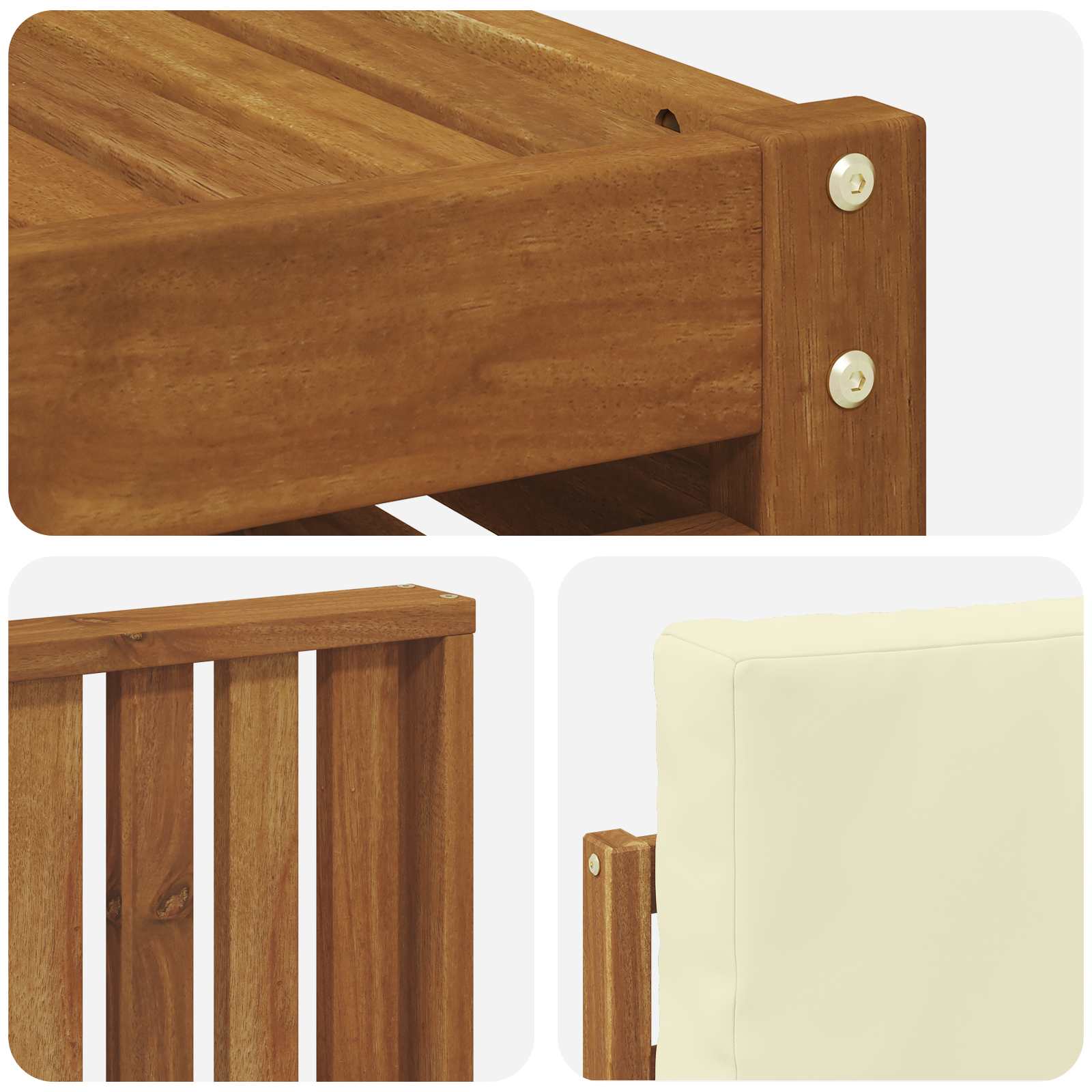Outdoor-Sofagarnitur 7 pcs Natur und Creme Massivholz Akazie