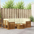 Outdoor-Sofagarnitur 7 pcs Natur und Creme Massivholz Akazie