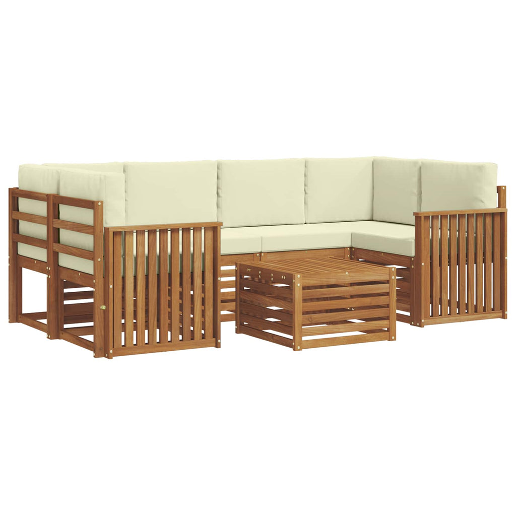 Outdoor-Sofagarnitur 7 pcs Natur und Creme Massivholz Akazie