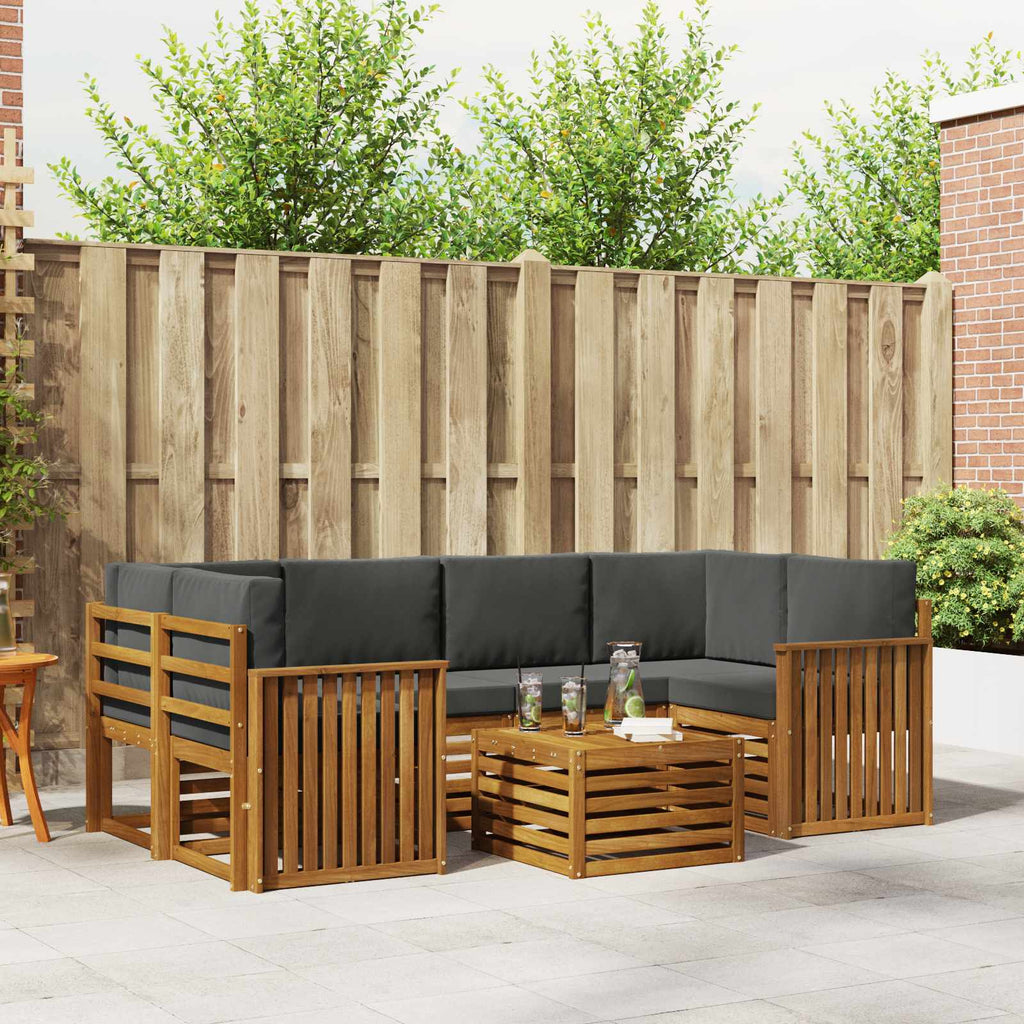 Outdoor-Sofagarnitur mit Kissen 7 pcs Natur und Anthrazit